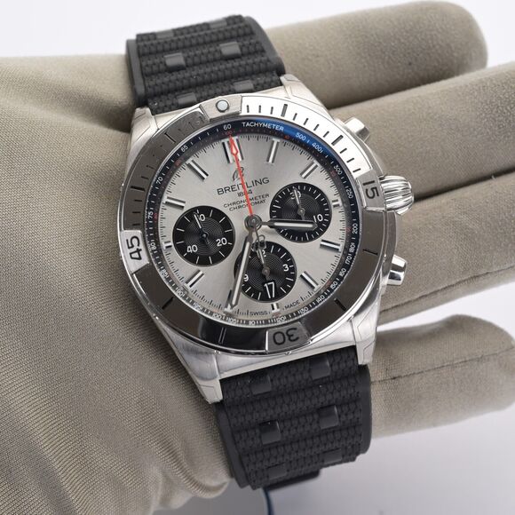 Breitling Chronomat B01 AB0134 Silver 42mm Men's Watch Full Set - Picture 6 of 15